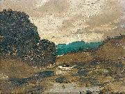 Karl Heffner Sunset over the river oil on canvas
